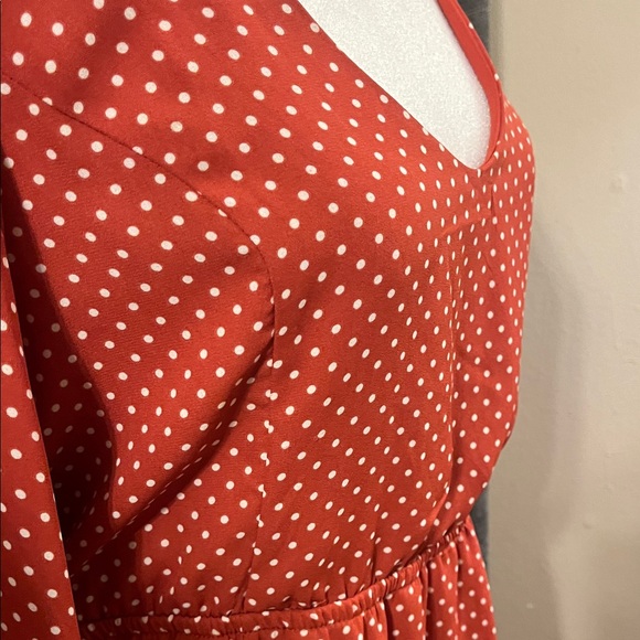 Forever 21 Red Polka Dot Long Sleeve Dress - Picture 6 of 8